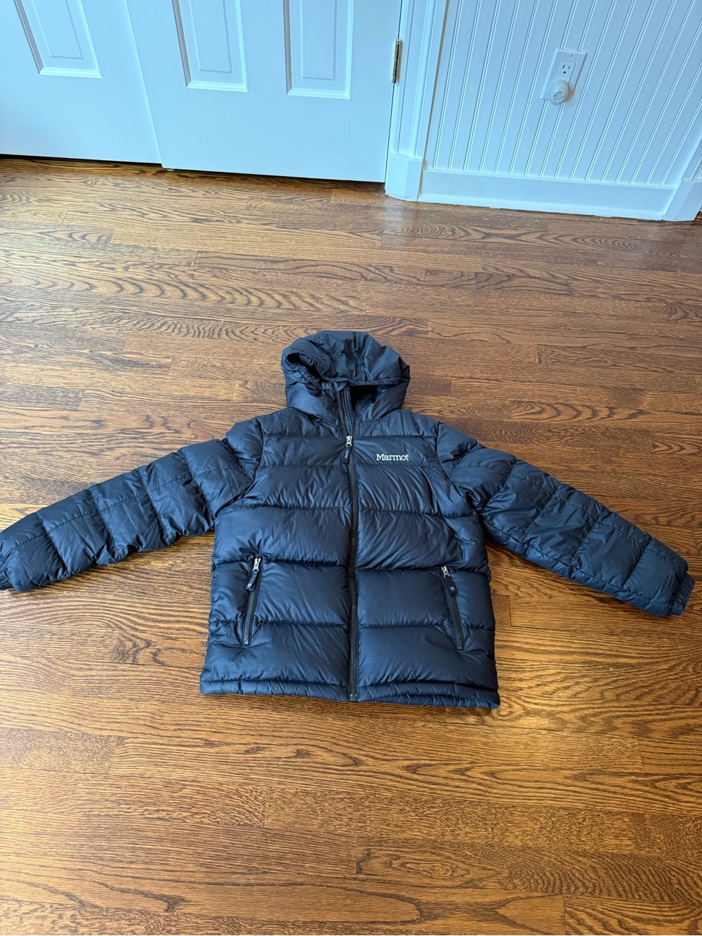 Marmot Kids' Black Down Puffer Jacket with Hood 700 Fill